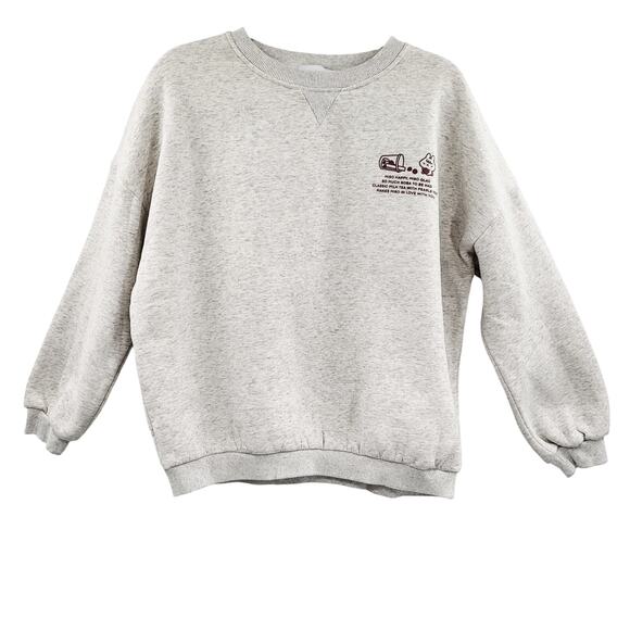 Miso Bunny Cafe Oatmeal Beige Crewneck Boba Milk Tea Sweater Women's Size L - Picture 1 of 6
